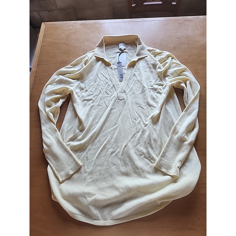 Nic and Zoe NWT Tunic Sweater Collared V Neck Yellow L